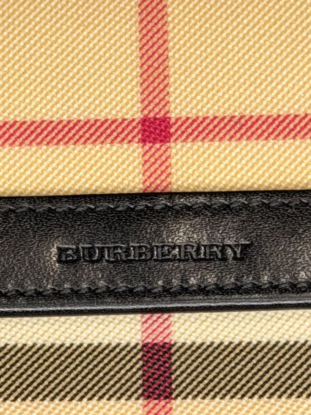 Burberry London Beige Check & Black Leather Compact Wallet